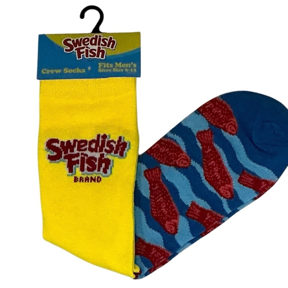 Swedish Fish Novelty Socks Crew Mid Calf Unisex Women 7-13 Men 6-12 New NWT - Picture 4 of 16
